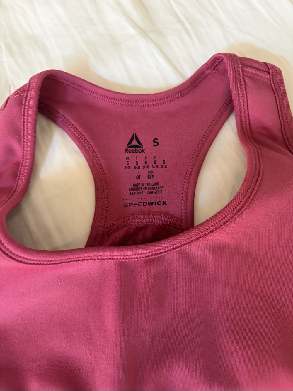 Reebok Racerback Sports Bra - Raspberry Plum - Picture 2 of 3